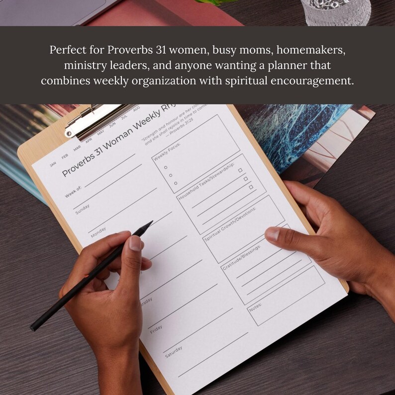 Proverbs 31 Woman Weekly Planner + 8 Scripture Cards | Printable ...
