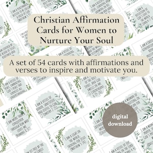 Biblische 'Ich bin' Affirmationskarten für Frauen: Nähre deine Seele mit ermächtigenden Schriften - Set mit 54 herunterladbaren und druckbaren Karten