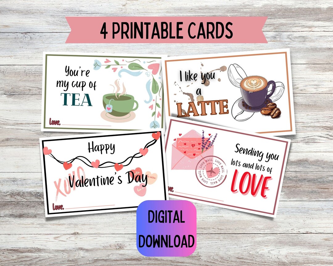 Printable Valentine's Day Cards, Classroom Valentine Cards, Office ...