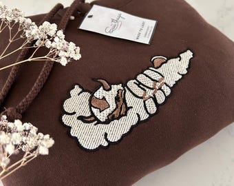 Moletom com capuz bordado Flying Bison: moletom pesado inspirado em anime