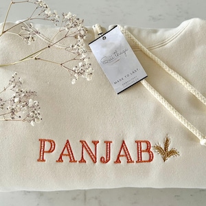 Panjab Schwergewicht Hoodie | BESTICKTE |  Desi Kleidung | Unisex | Punjab Geschenk | Punjabi Kapuzenpullover | Panjab Hoodie