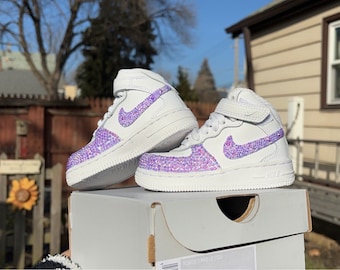 Custom Purple Rhinestone Airforce 1