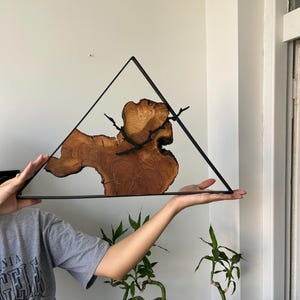 Metal and Olive Wood Unique Wall Clock, Olive Wood and Metal Oversized Wall Clock, Wooden Wall Clock, Live Edge Home Decor, Home Gift