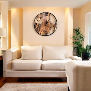 Live Edge Olive Wood Wall Clock, Personalized Clock, Natural Wood Clock, Rustic Large Wall Clock, Unique New Home Gift