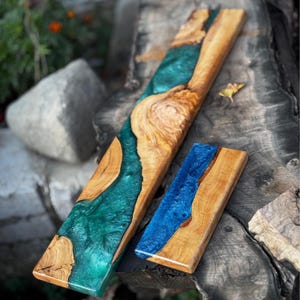 Colorful Magnetic Knife Holder, Magnetic Knife Block with Epoxy & Olive Wood, Resin Knife Rack, Unique Resin Knife Organizer, Valentine Gift