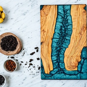 Personalized Charcuterie Board, Custom Resin & Olive Wood Cutting Board, Unique Christmas Gift, Cute Kitchen Decor, Gift For Him / Her