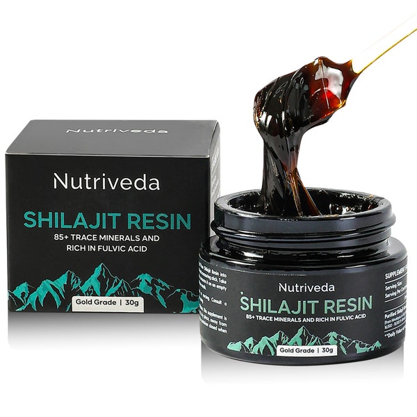 Shilajit Resin 600mg - Gold Grade Organic Himalayan Shilajit with 85+ Minerals and Fulvic Acid for Energy and Immune Support - 30 Grams
