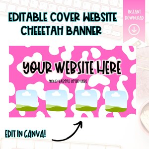 Digital Download Social Media Cover Photo, Trendy Pink Cheetah Design, Edit Yourself