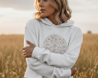 Gebloemde crop hoodie stijl Y2k pasvorm streetwear fleece comfort comfortabele stevige stof veel kleuren maten
