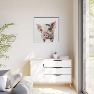 Framed Pig Art Print, Playful Animal Wall Decor for Farmhouse, Kids Room, Gift for Animal Lovers, Nursery Wall Art, Colorful Home Accent