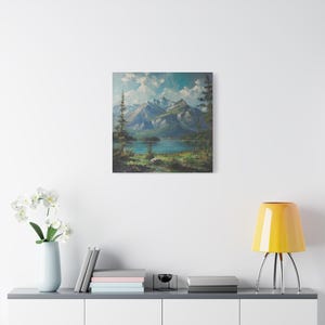 Serene Landscape Canvas Wall Art, Nature Decor, Home Decor, Gift for Nature Lovers, Mountain Art, Office Wall Art