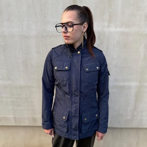 Barbour International Jacket Whistlefield Navy Waterproof Sherpa Lined Women UK8 EU34  Outdoor Coat