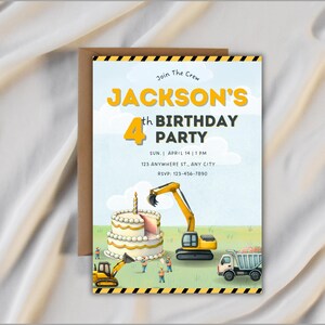 Construction Invitation, Construction Birthday Invitations, Instant Download, Boys Birthday Invitation , Printable Kids Party Invitation