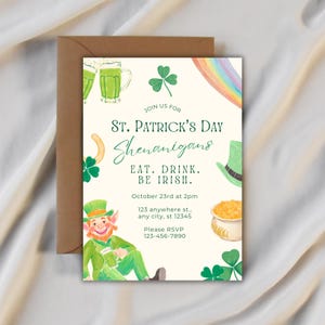 St. Patrick&#39;s Day Party Invitation | Editable Shamrock Celebration Invite | Instant Download Printable