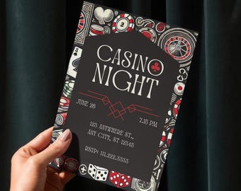 Casino Night Invitation: Editable Poker Party Template (Digital Download)