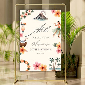 Luau Welcome Sign Template | Tropical Party Sign Canva Editable | 24x18 36x24 Poster | Hawaiian Aloha Beach Tiki Theme Printable Decor
