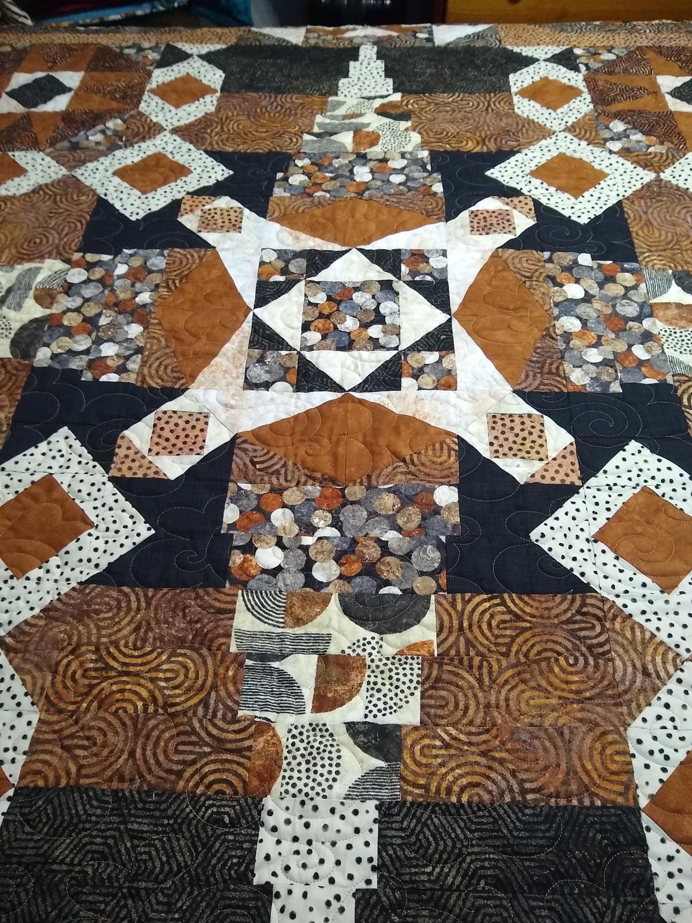 Rust Quilts King Size Bed Quilt, Multiple Shades of Rust, Charcoal, Gray, 100% ...