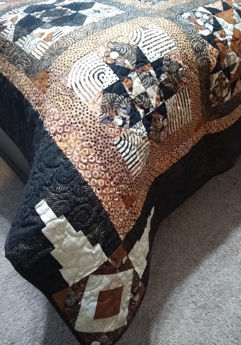 Rust Quilts King Size Bed Quilt, Multiple Shades of Rust, Charcoal, Gray, 100% ...