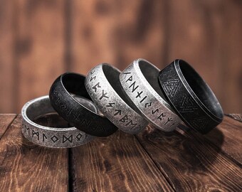 Viking Ring Men, Norse Rune Ring for Men, Viking Amulet Ring, Odin Ring, Womens Ring, Gothic Rings Men, Silver Band Ring Boyfriend Gift