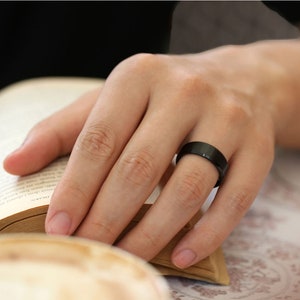 Mens black ring, Band ring for Men and Women, Mens Black Modern Rings, Stainless Steel ring Gift for him, her image 5