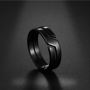 Waterproof Black Line Cut Ring Gift for Men & Women, Mens Stainless Steel Rings, Black Rings for Women, Unisex Black 6mm Band Ring