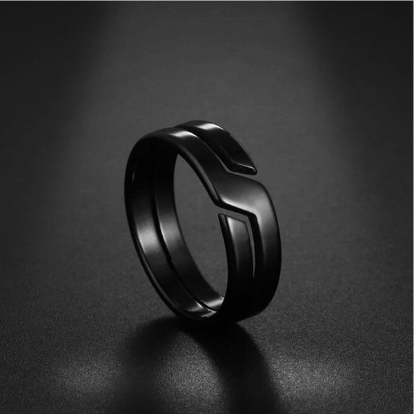 Regalo de anillo de corte de línea negra impermeable para hombres y mujeres, anillos de acero inoxidable para hombres, anillos negros para mujeres, anillo de banda negro unisex de 6 mm