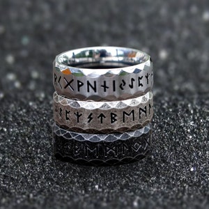 Viking Ring, Norse Rune Ring for Men, Stainless Steel Ring, Viking Amulet Ring, Odin Ring, Gothic Rings Men, Silver Band Ring Boyfriend Gift image 2