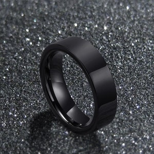 Black Rings Men, Mens Black Ring, Black Rings for Men, Rings for Women, Black Band Ring, Stainless Steel Ring, Boyfriend Gift, 6mm Band Ring image 2