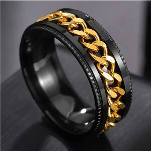 Anneaux de remuement, anneau de toupie, ouvre-bouteille rotatif anneau, unisexe, bague pour homme, bague pour femme, noir, argent anneaux rotatifs image 6