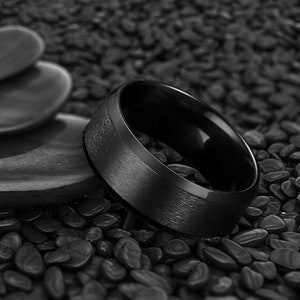 Mens black ring, Band ring for Men and Women, Mens Black Modern Rings, Stainless Steel ring Gift for him, her