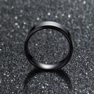 Bague noire pour homme, bague pour homme et femme, bagues modernes noires pour homme, cadeau bague en acier inoxydable pour lui, elle image 3