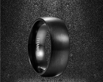 Anillo de banda negra para hombres y mujeres, a prueba de agua, anillos negros para hombres, regalo para cumpleaños