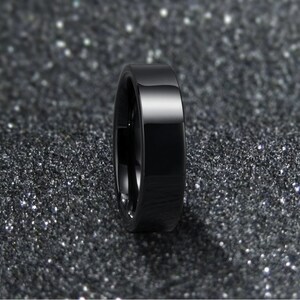 Black Rings Men, Mens Black Ring, Black Rings for Men, Rings for Women, Black Band Ring, Stainless Steel Ring, Boyfriend Gift, 6mm Band Ring zdjęcie 3