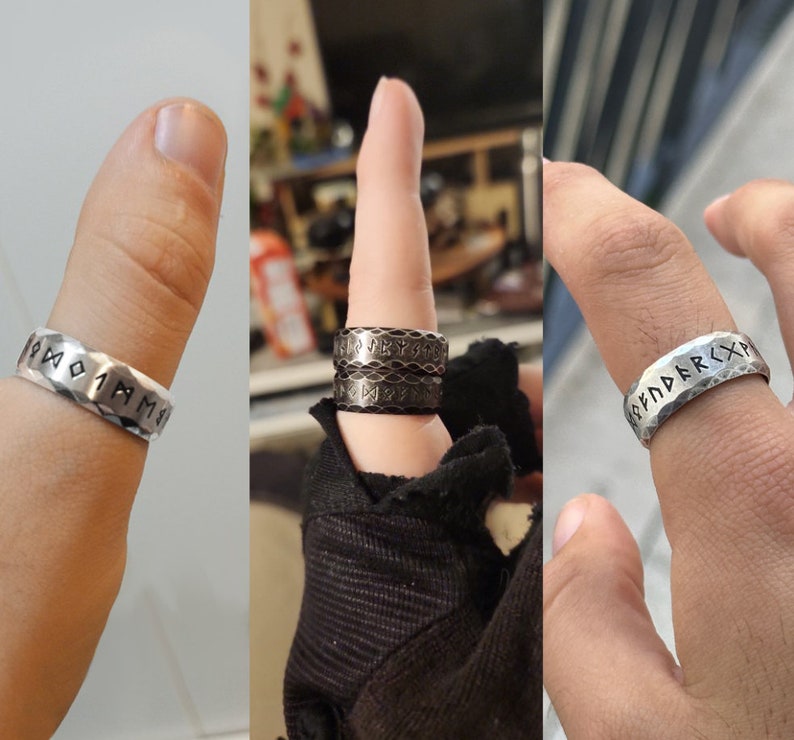 Viking Ring, Norse Rune Ring for Men, Stainless Steel Ring, Viking Amulet Ring, Odin Ring, Gothic Rings Men, Silver Band Ring Boyfriend Gift image 6