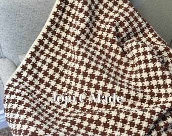 Houndstooth Crochet Blanket Pattern PDF, Modern Checkered Throw, Beginner Friendly ，easy Pattern, Cozy Handmade Home Decor，warm gift