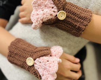 Victorian Lace Wrist Warmers Crochet Pattern PDF | Chenille Fingerless Gloves | Elegant Lace Cuffs | Winter Hand Warmer | Instant Download