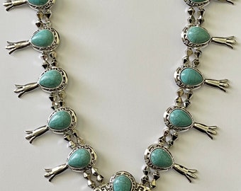 Turquoise squash blossom necklace