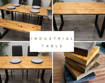 Industrial Design Wood Table Top Reclaimed Wood Box Leg Salvaged Weathered Chic Vintage Oakwood Solid Wood Custom
