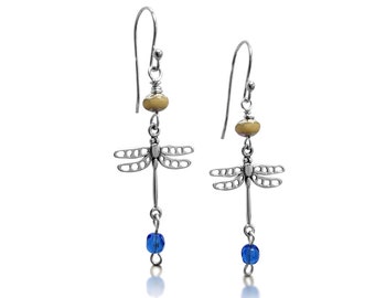 Dragonfly Earrings, Sterling Silver, Handmade Silver Earrings, Gift for Her, Gift for Gardner, Nature Lover