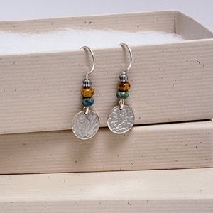 Boho Hippie Earrings, Tiny Silver Circle Earrings, Minimalist Jewelry, Gift for Her, Beach Style Jewelry Moondoggie Earrings image 2