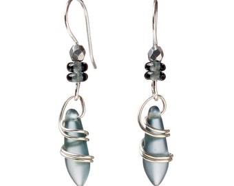 Blue Sterling Silver Earrings, Dangle Earrings, Drop Earrings, Sterling Silver, Gift for Her, Gifts, Birthday Gift, Free Shipping