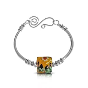 Sunflower Bracelet Sterling Silver, Gift for Women, Sunflower Jewelry, Autumn Jewelry, Gifts, Flower Jewelry Gift for Her image 1