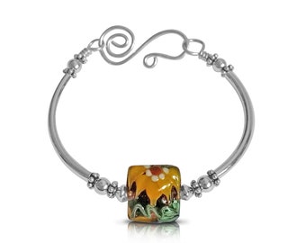 Sunflower Bracelet Sterling Silver, Gift for Women, Sunflower Jewelry, Autumn Jewelry, Gifts, Flower Jewelry Gift for Her