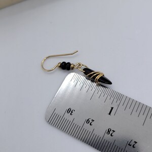 Gold Filled Earrings, Black Dangle Earrings, Dainty Earrings, Gift for Her, Gold Earrings image 7