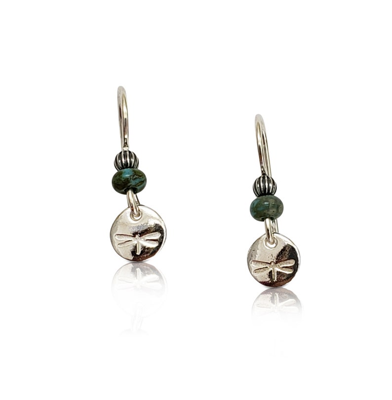Silver Dragonfly Earrings, Dainty Sterling Silver Earrings, Boho Silver Jewelry, Gift for Her, Minimalist Earrings image 1