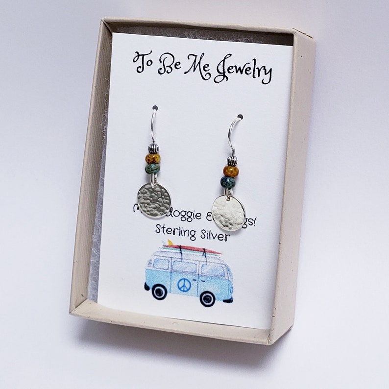 Boho Hippie Earrings, Tiny Silver Circle Earrings, Minimalist Jewelry, Gift for Her, Beach Style Jewelry Moondoggie Earrings image 10