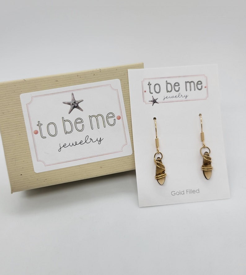 Gold Filled Brown Earrings, Minimalist Earrings, Dangle Gold Earrings, Dainty Brown Jewelry, Handmade Gold Earrings, Gift for Her, image 4