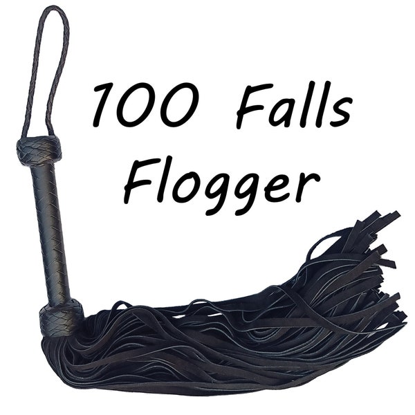 BDSM Real Cow Hide Black Leather Flogger 100 Thick Tails Heavy & Thuddy impact Whip, FLogger de cuero trenzado