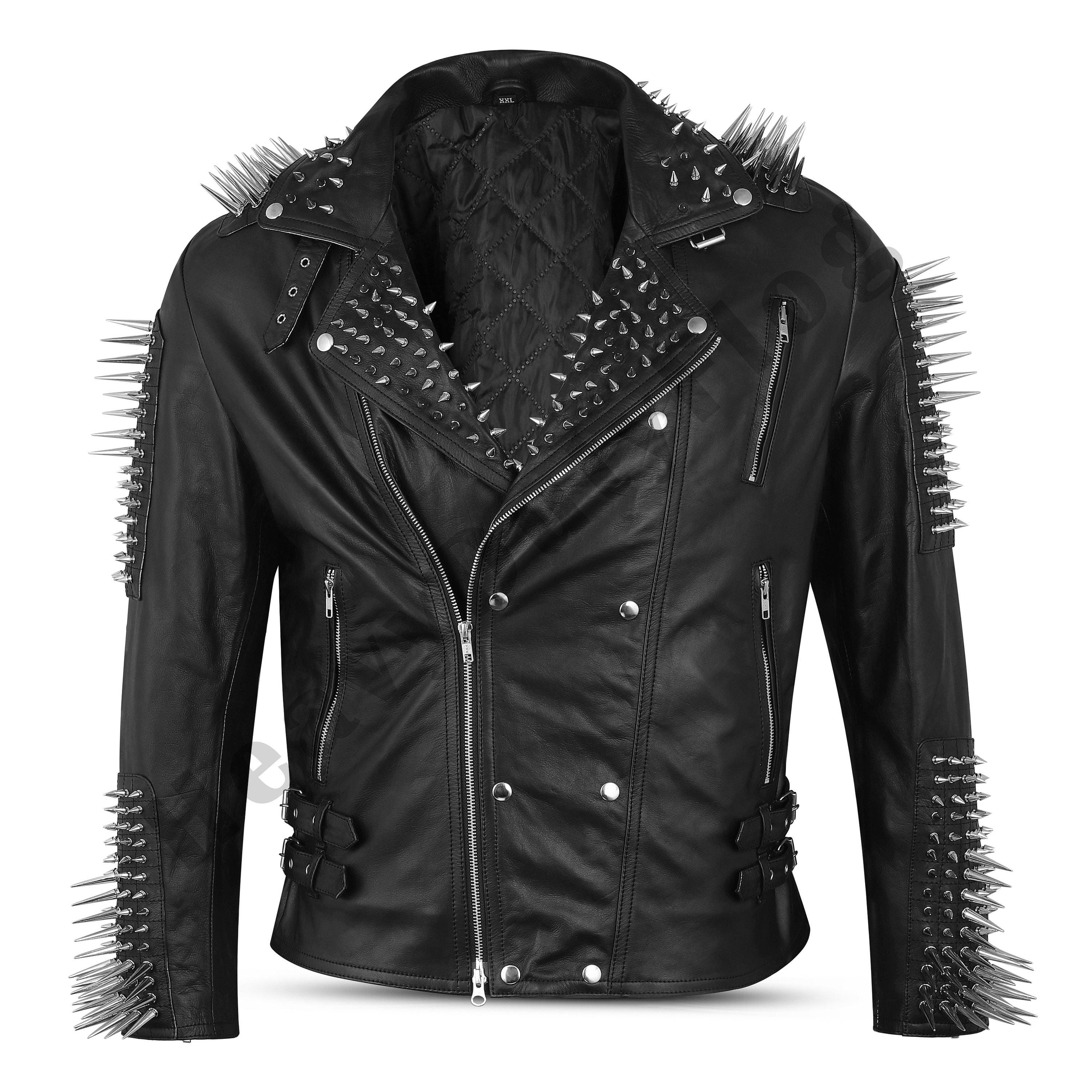 Punk Leather Jacket - Etsy