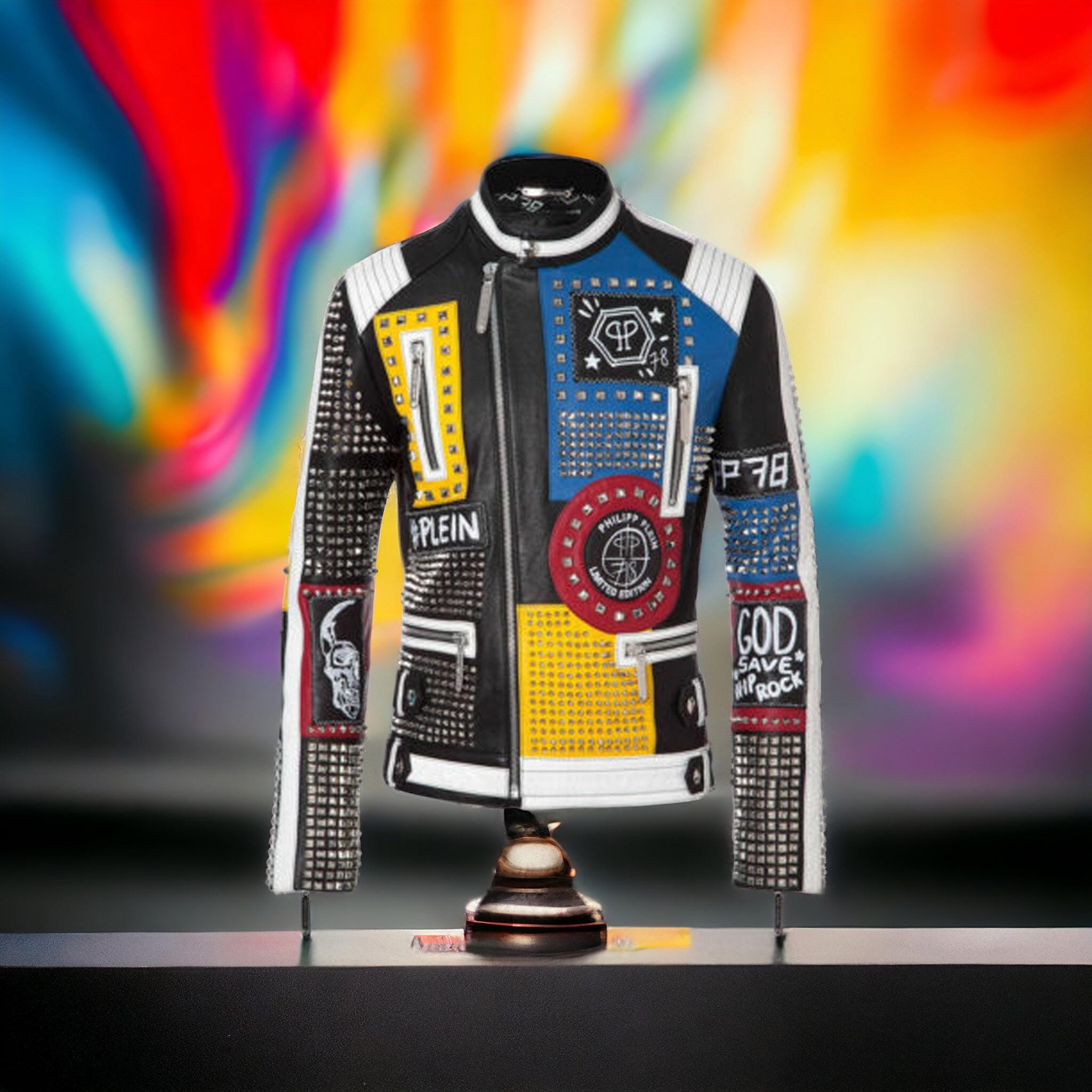 Veste cuir clouté homme sale